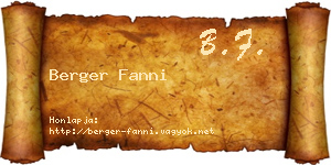 Berger Fanni névjegykártya